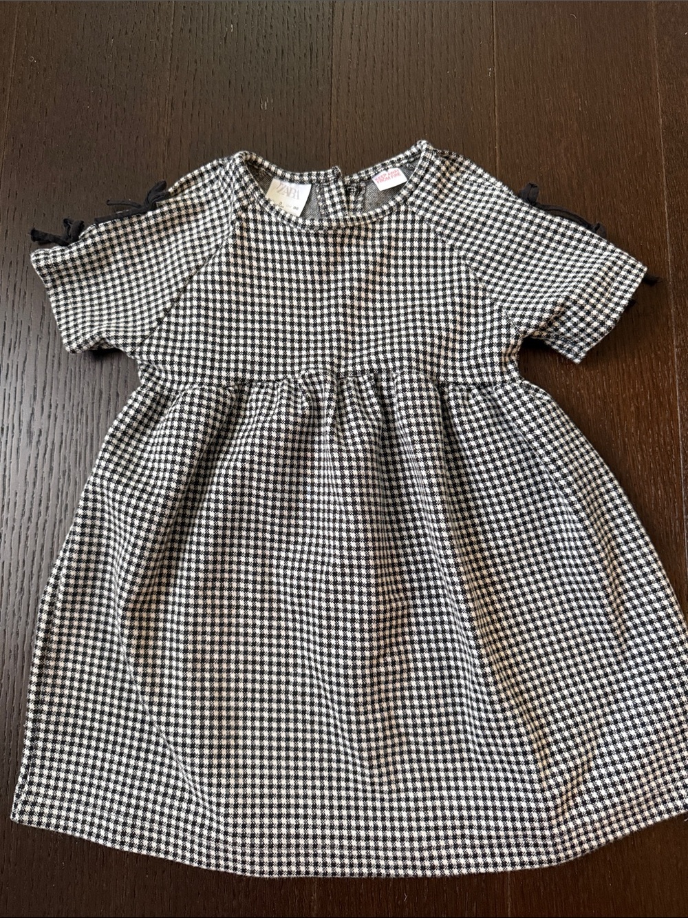Zara Black & White Gingham Cold-Shoulder Dress